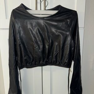 Black Faux Leather Crop Top